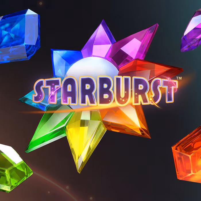 Starburst-Slot mit expandierenden Wilds und leuchtenden kosmischen Edelsteinsymbolen